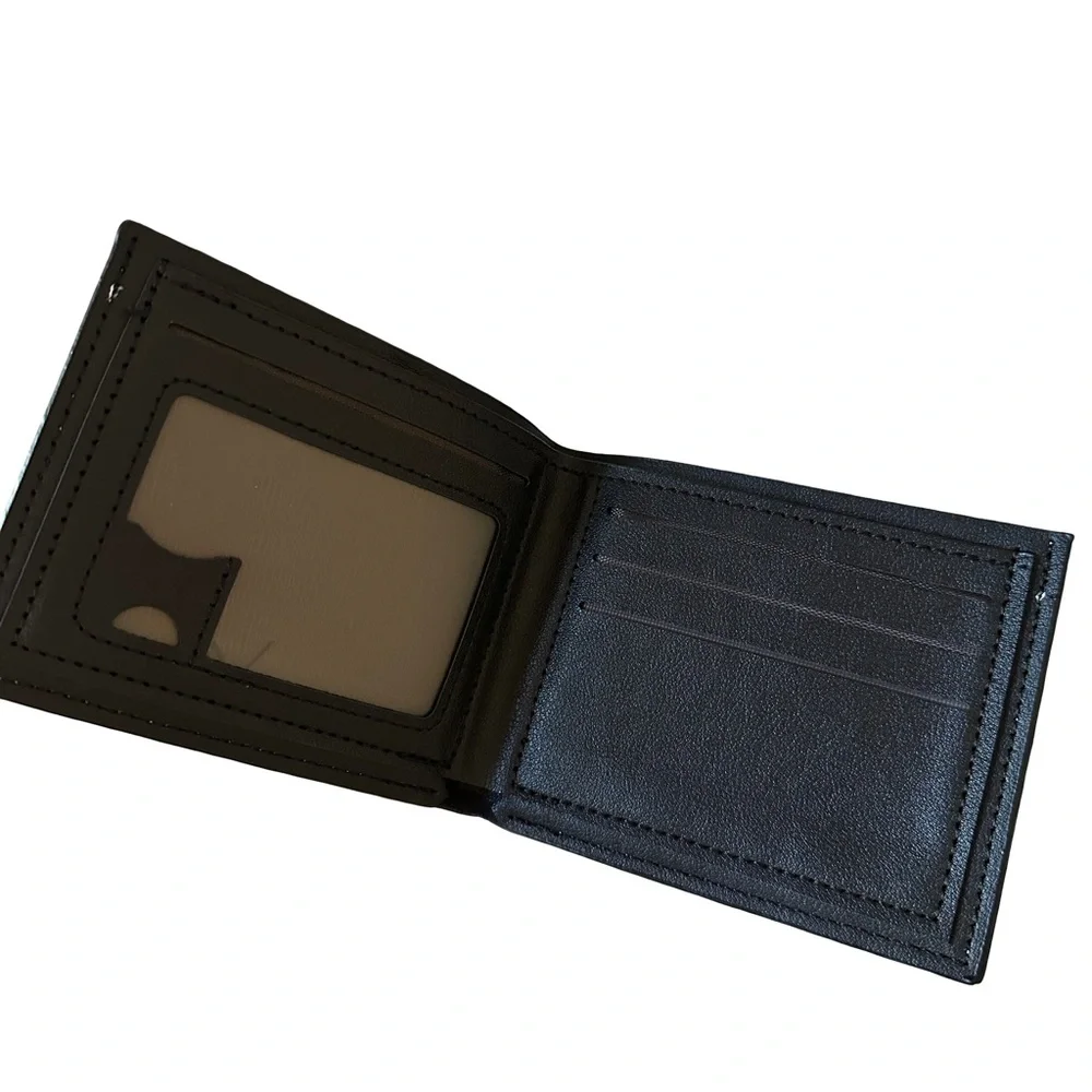 Black PU Leather Wallet Card Holder Slim Bifold Minimalist Men’s Wallet